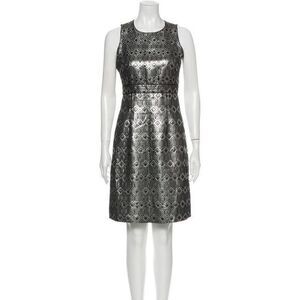 TORY BURCH Metallic Silver Patterned Knee-Length Dress US 2/ XSMALL